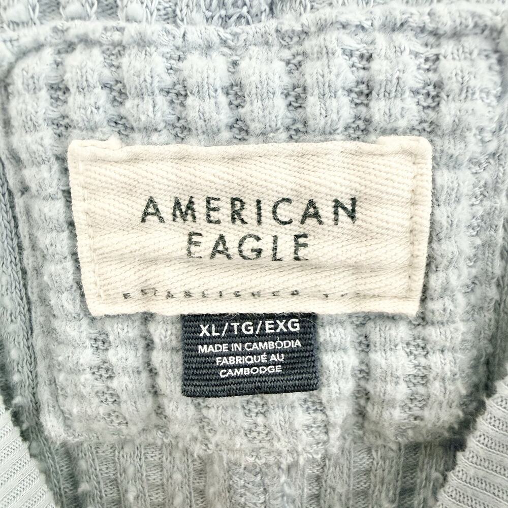 American Eagle Outfitters Light Blue Waffle Knit V Neck Sweater Size XL 65437 - Picture 4 of 5